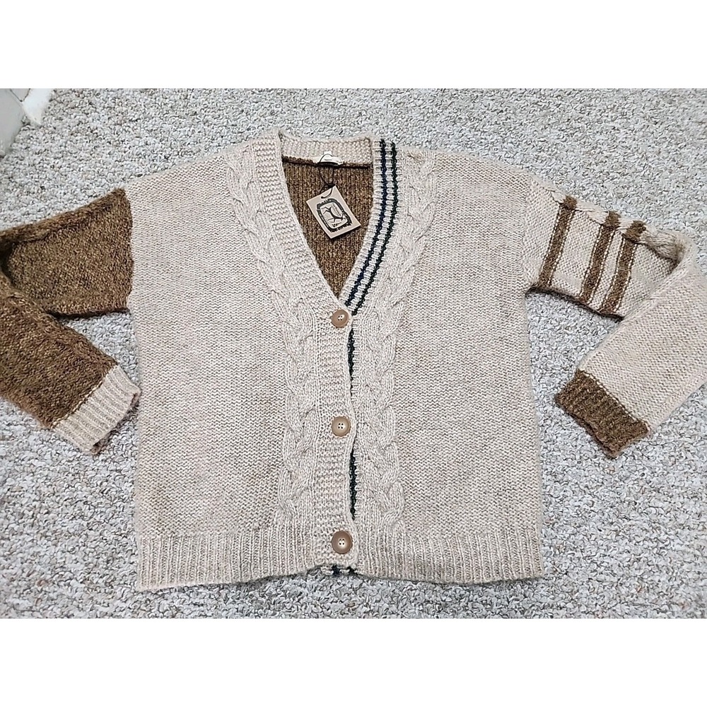 MYSTREE Wool Blend‎ Neutral Tones  Brown Button Front Cardigan Medium NWT